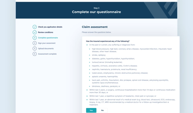 Claims section   Underwriting Portal